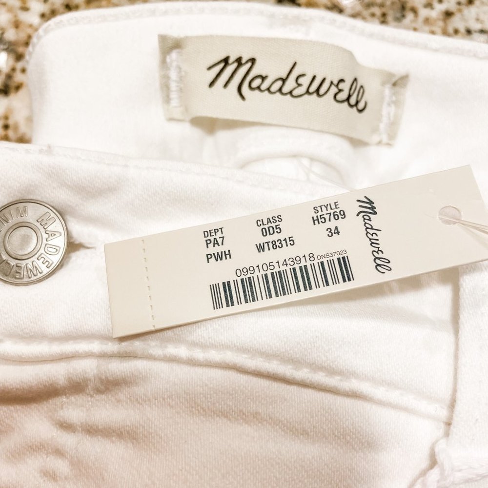Madewell 9" Mid-Rise White Skinny Jeans